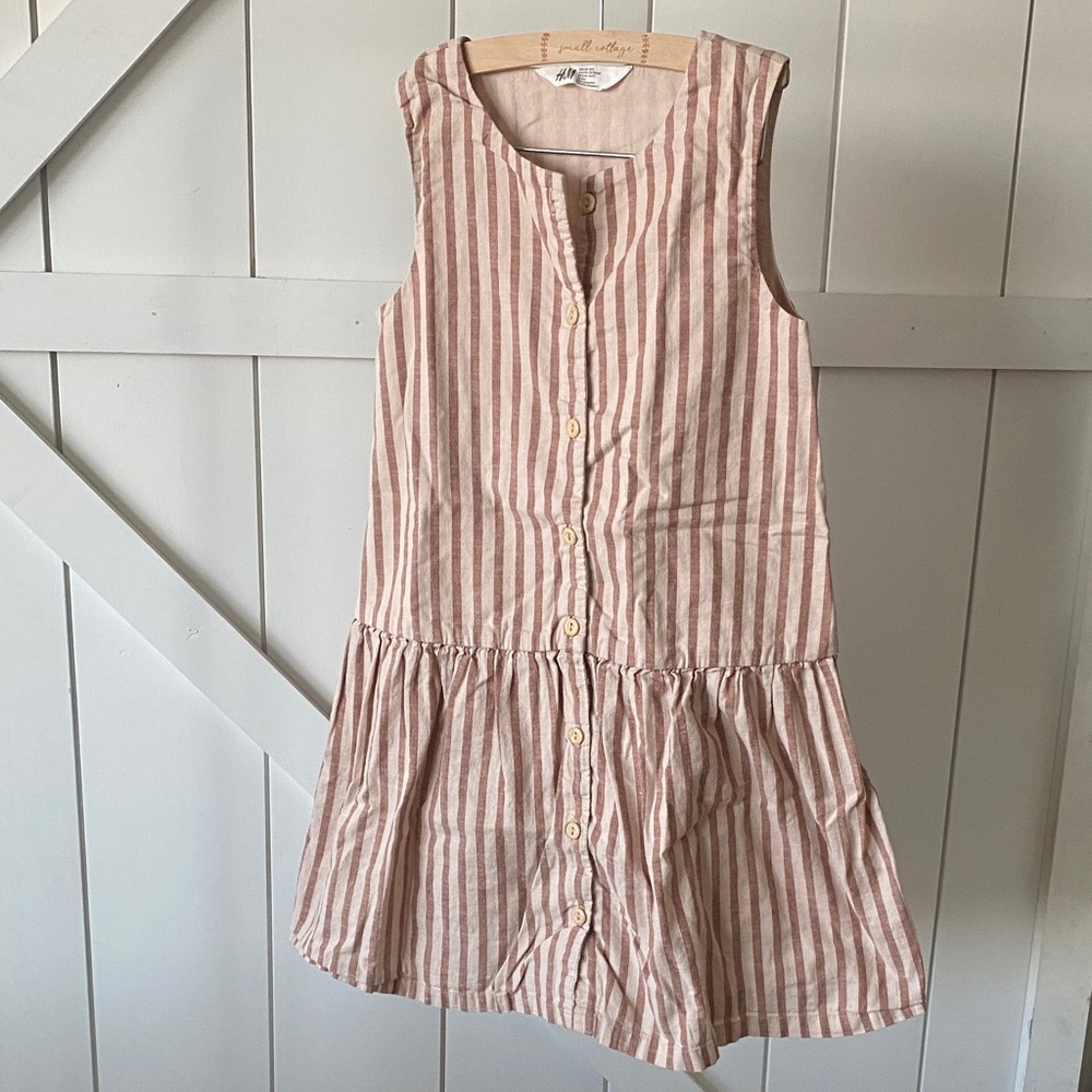 H&M Brown Striped Casual Kids Dress